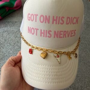 OTTO White Cap with Gold Chain and Charms